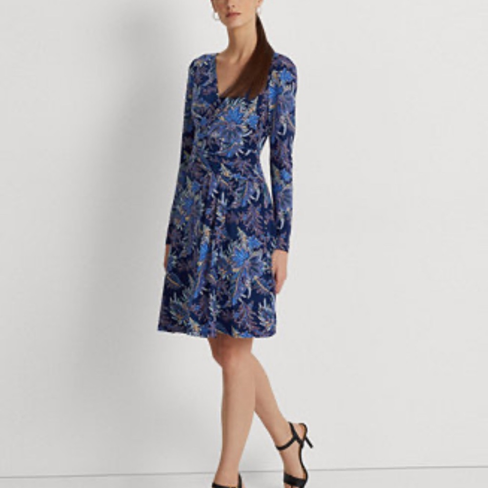 Lauren Ralph Lauren Blue A-Line Wrap Dress